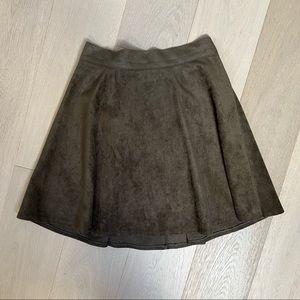 Suede olive green circle skirt